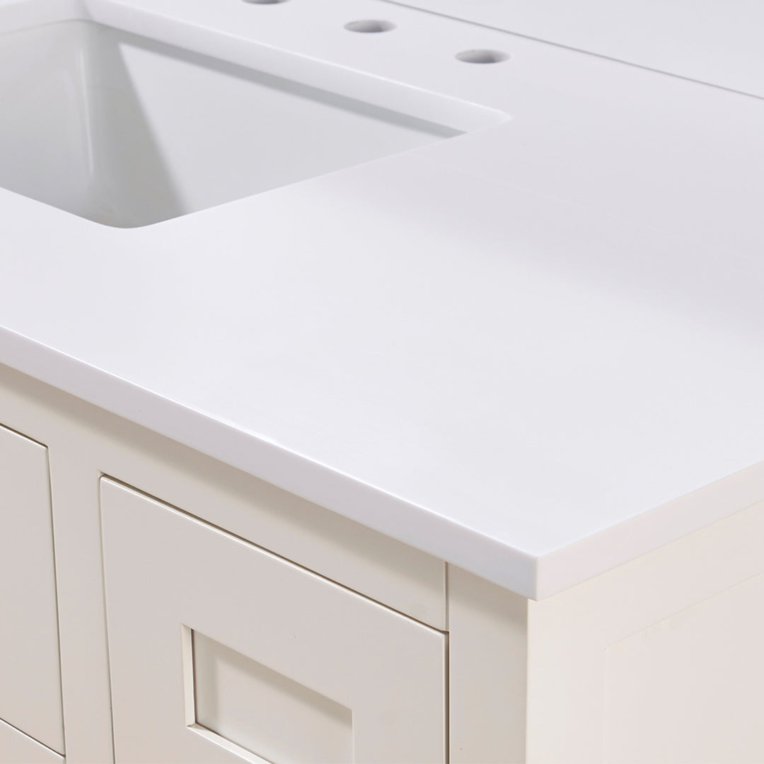 Andalo Composite Stone Vanity Top in Snow White with White Sink