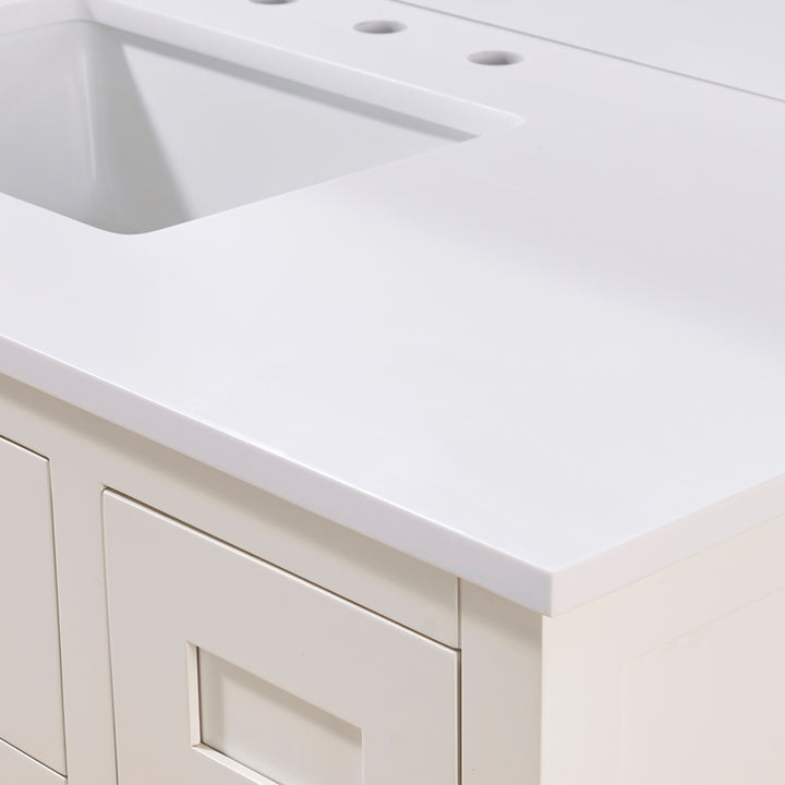 Andalo Composite Stone Vanity Top in Snow White with White Sink