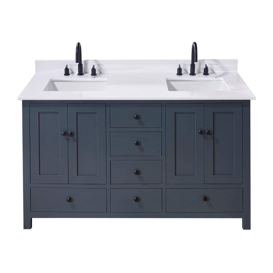Andalo Composite Stone Vanity Top in Snow White with Double White Sink