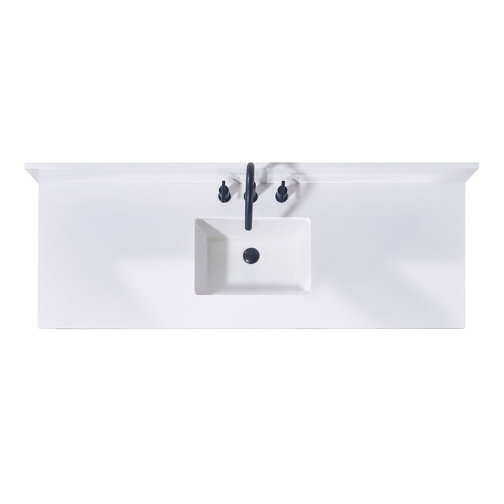 Andalo Composite Stone Vanity Top in Snow White with Single White Sink