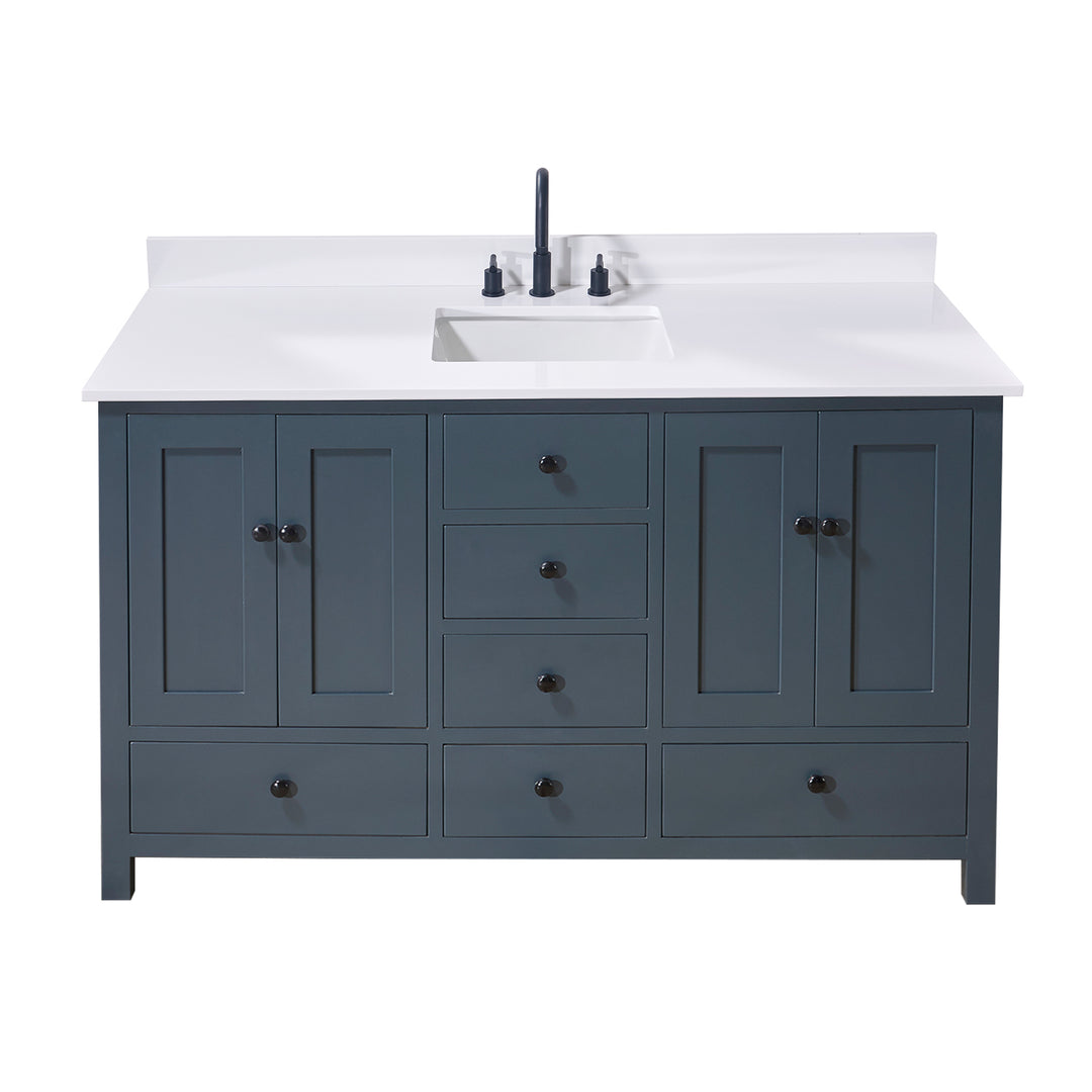 Andalo Composite Stone Vanity Top in Snow White with Single White Sink