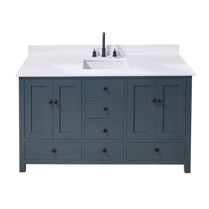 Andalo Composite Stone Vanity Top in Snow White with Single White Sink