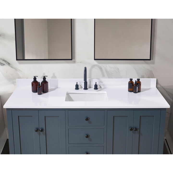 Andalo Composite Stone Vanity Top in Snow White with Single White Sink