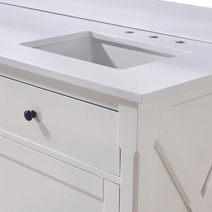Andalo Composite Stone Vanity Top in Snow White with White Sink