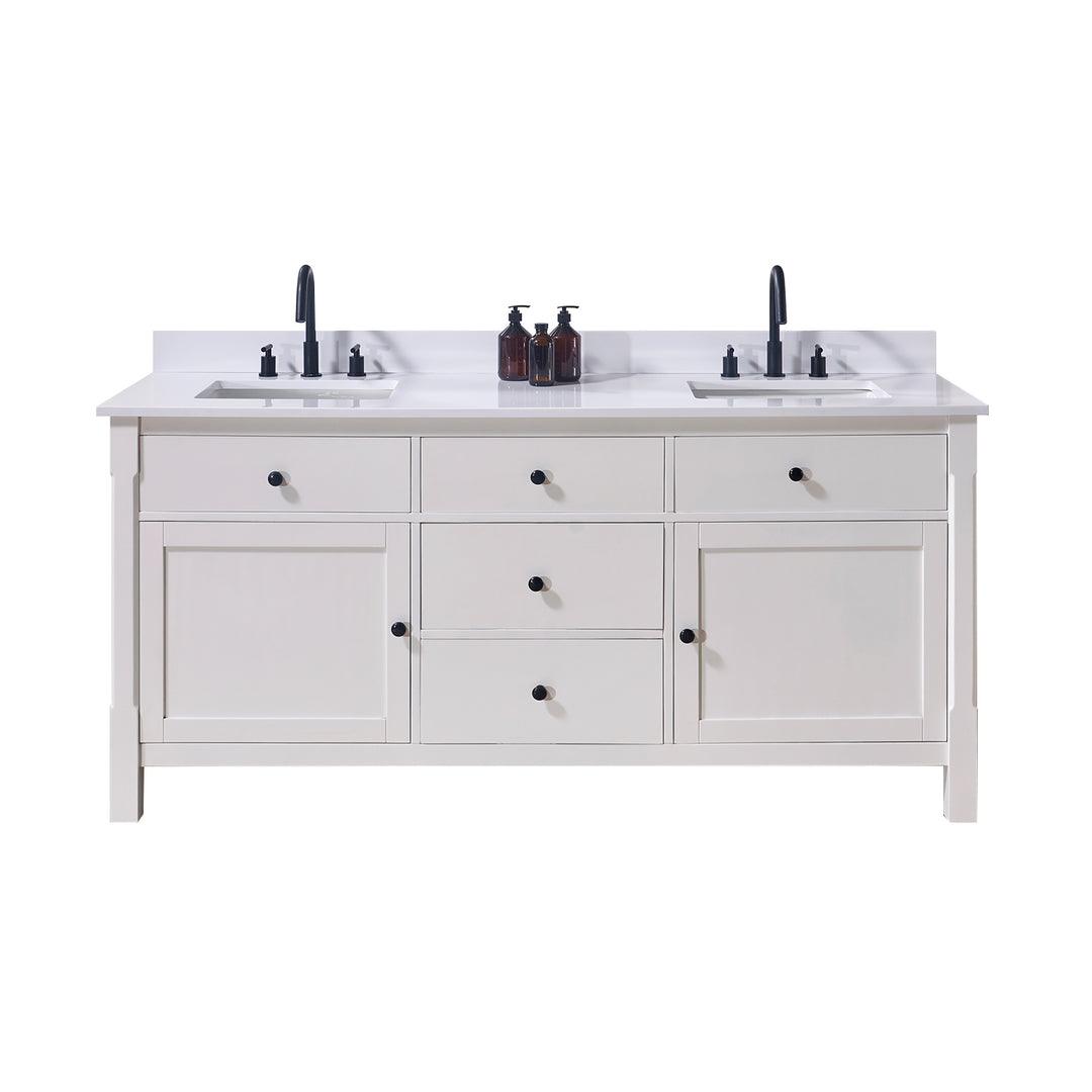Andalo Composite Stone Vanity Top in Snow White with White Sink