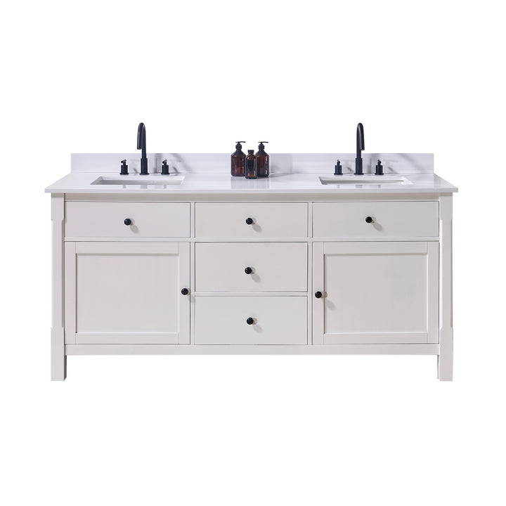 Andalo Composite Stone Vanity Top in Snow White with White Sink