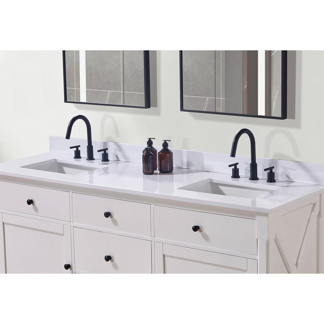 Andalo Composite Stone Vanity Top in Snow White with White Sink