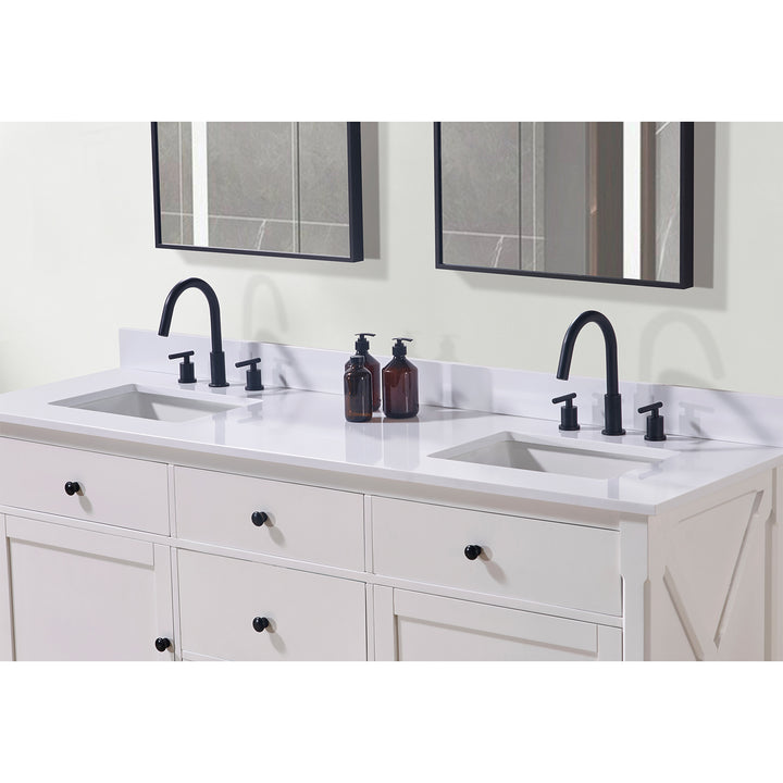 Andalo Composite Stone Vanity Top in Snow White with White Sink