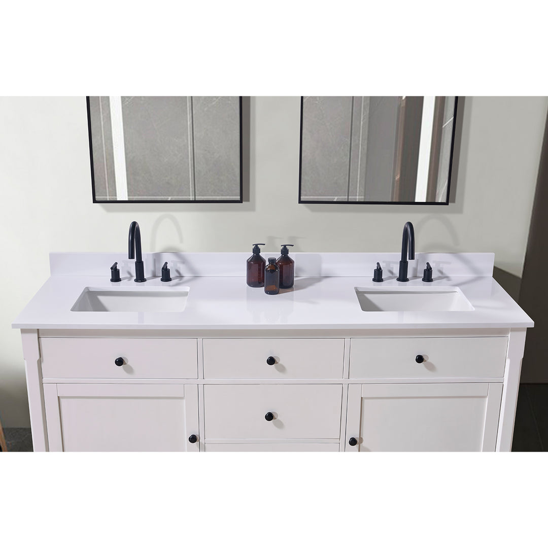 Andalo Composite Stone Vanity Top in Snow White with White Sink