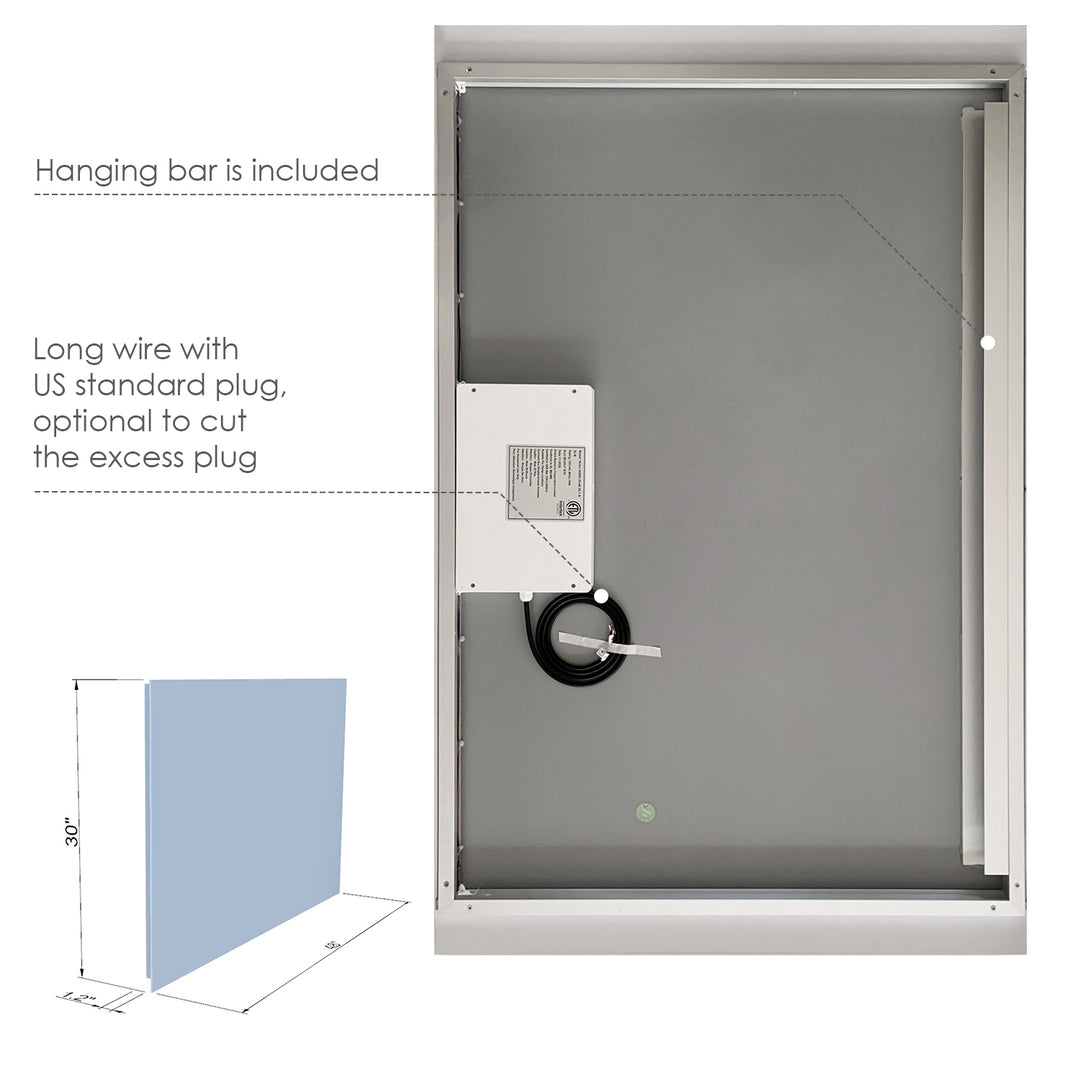 Cosenza Rectangle Frameless Modern LED Bathroom Vanity Mirror