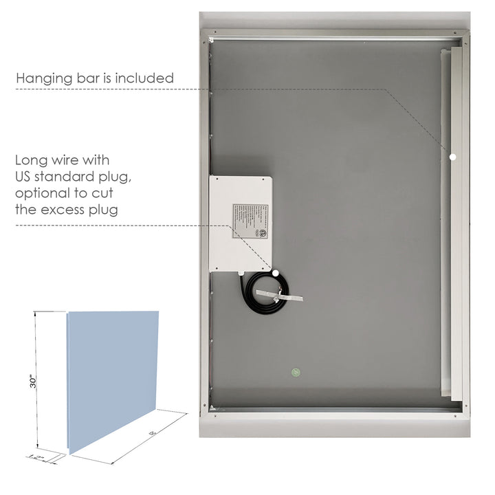 Cosenza Rectangle Frameless Modern LED Bathroom Vanity Mirror