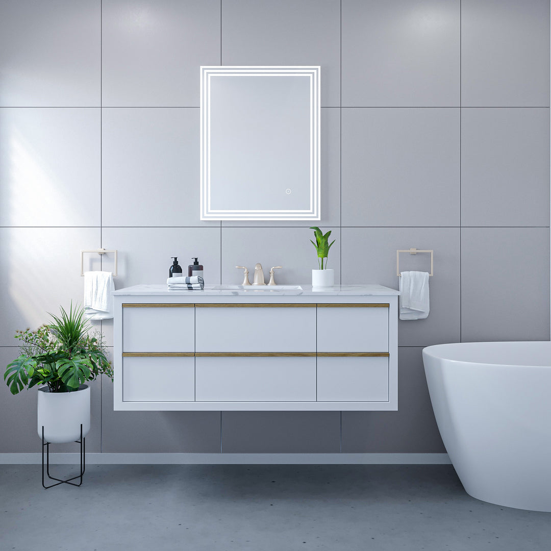 Livorno Rectangle Frameless Modern LED Bathroom Vanity Mirror