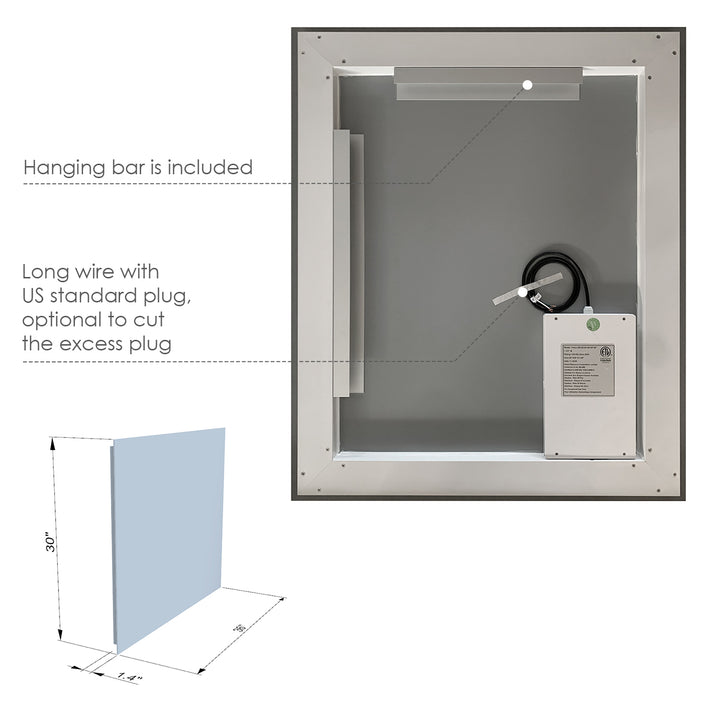 Genova Rectangle Frameless Modern LED Bathroom Vanity Mirror