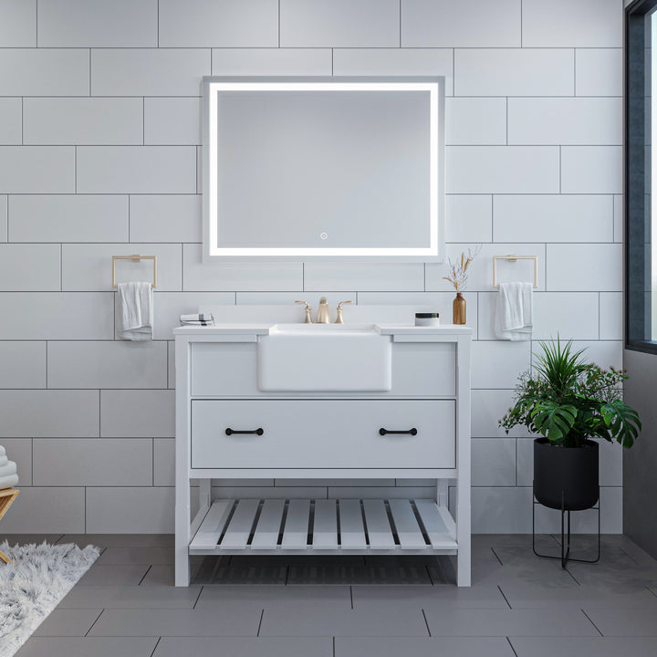 Genova Rectangle Frameless Modern LED Bathroom Vanity Mirror