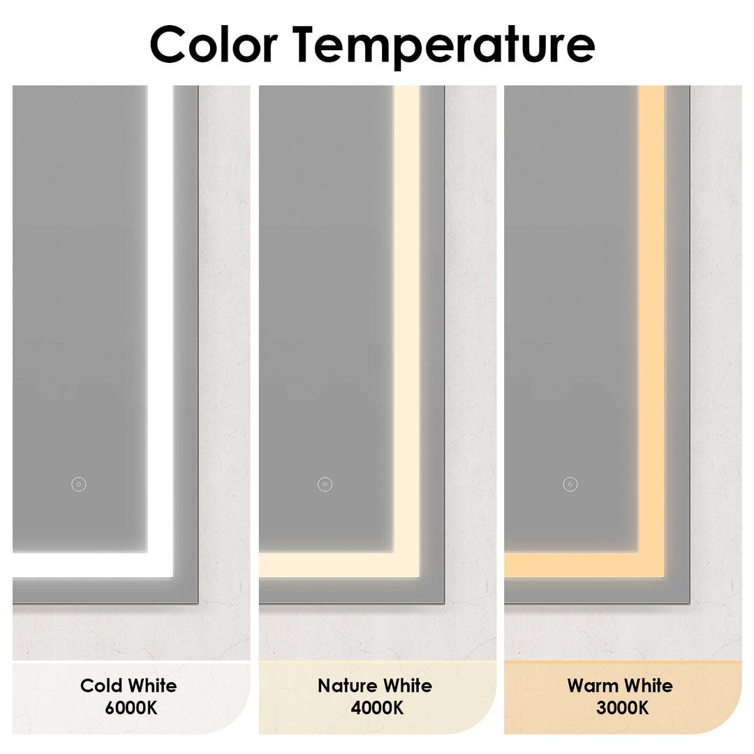 Genova Rectangle Frameless Modern LED Bathroom Vanity Mirror