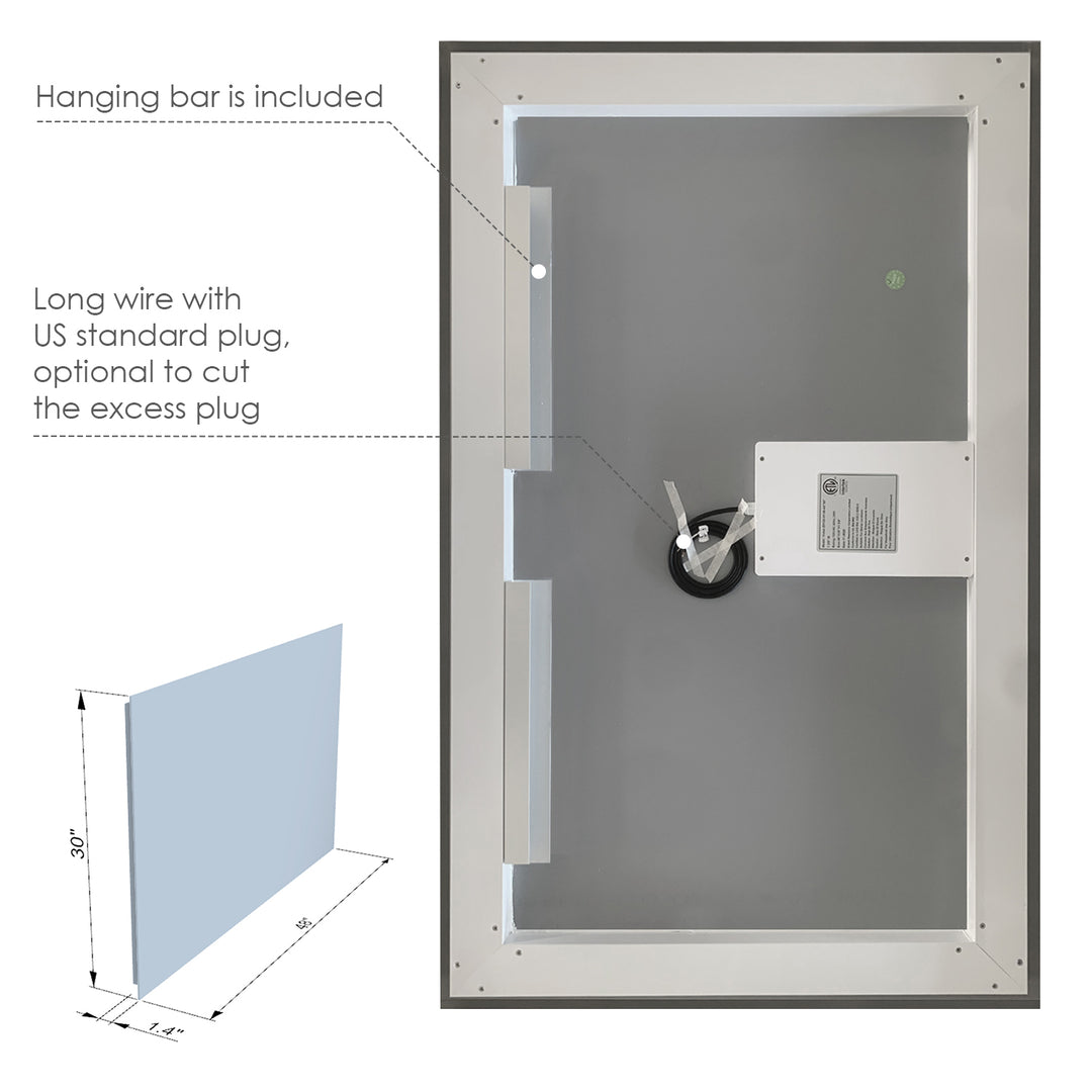 Genova Rectangle Frameless Modern LED Bathroom Vanity Mirror