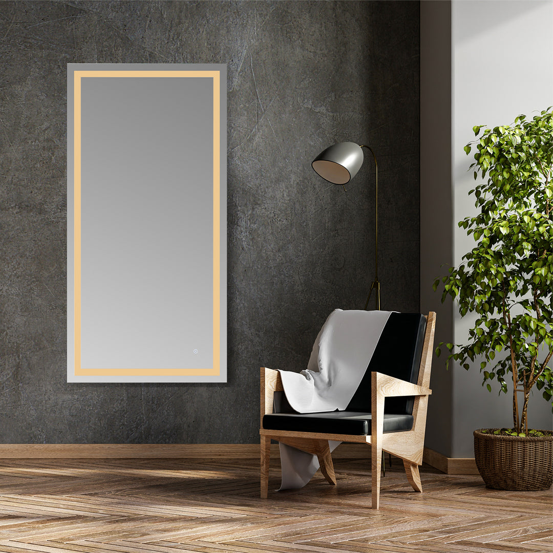Genova Rectangle Frameless Modern Bathroom/Vanity LED Lighted Wall Mirror