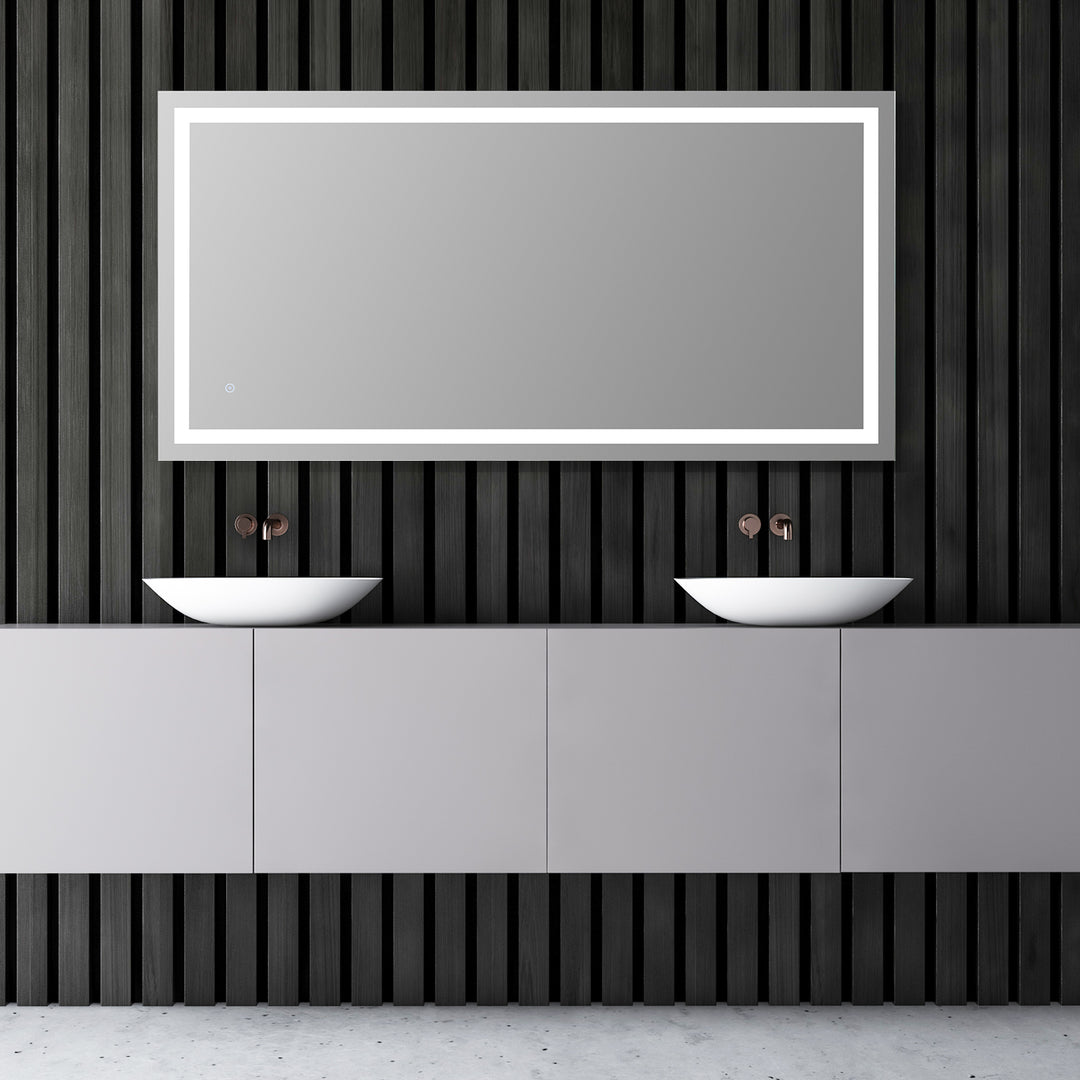 Genova Rectangle Frameless Modern Bathroom/Vanity LED Lighted Wall Mirror