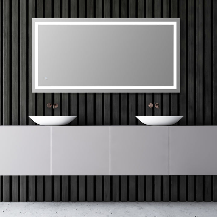 Genova Rectangle Frameless Modern Bathroom/Vanity LED Lighted Wall Mirror