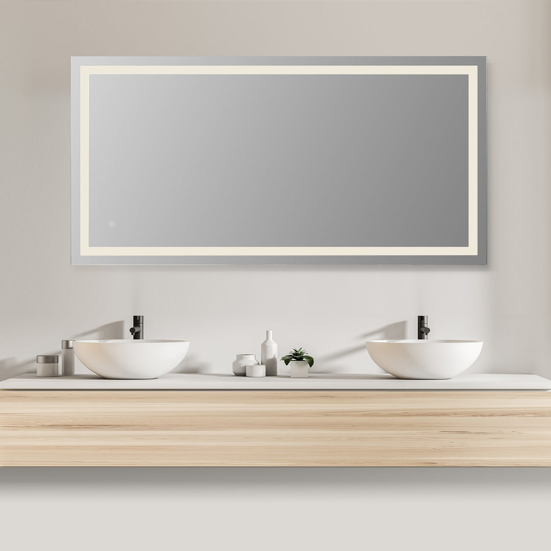 Genova Rectangle Frameless Modern Bathroom/Vanity LED Lighted Wall Mirror
