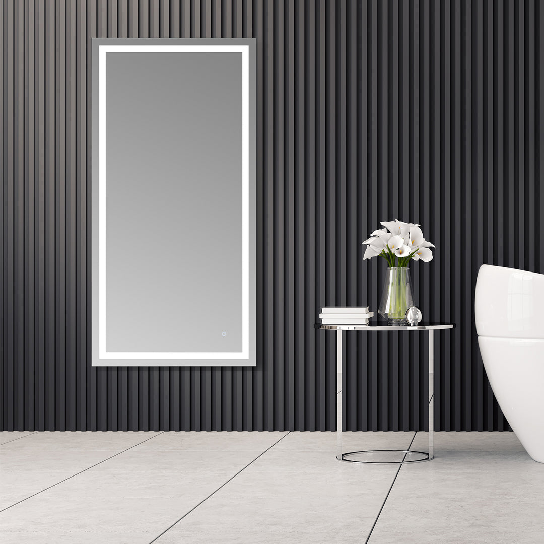Genova Rectangle Frameless Modern Bathroom/Vanity LED Lighted Wall Mirror