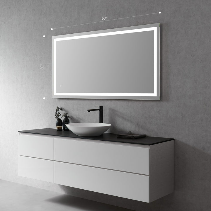 Genova Rectangle Frameless Modern Bathroom/Vanity LED Lighted Wall Mirror