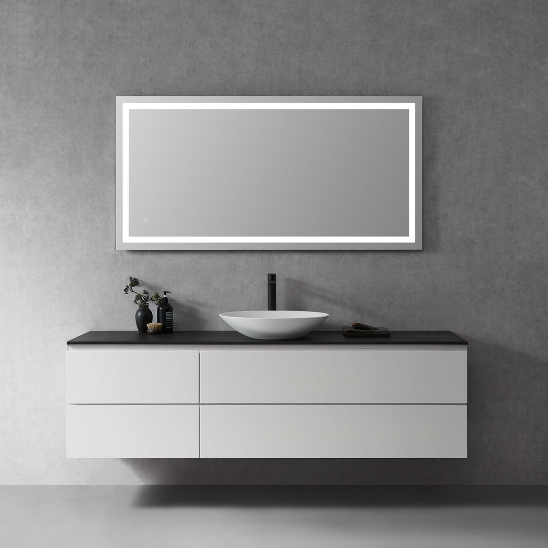 Genova Rectangle Frameless Modern Bathroom/Vanity LED Lighted Wall Mirror