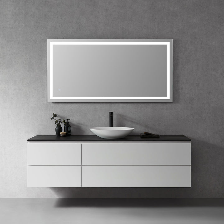 Genova Rectangle Frameless Modern Bathroom/Vanity LED Lighted Wall Mirror