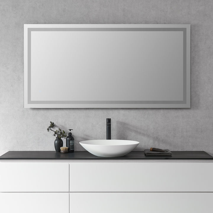 Genova Rectangle Frameless Modern Bathroom/Vanity LED Lighted Wall Mirror
