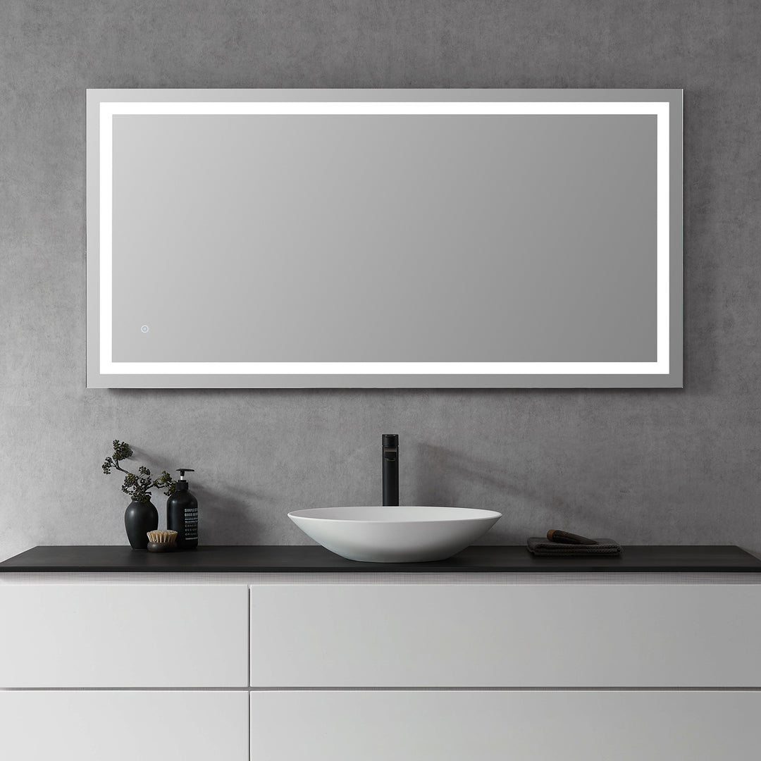 Genova Rectangle Frameless Modern Bathroom/Vanity LED Lighted Wall Mirror