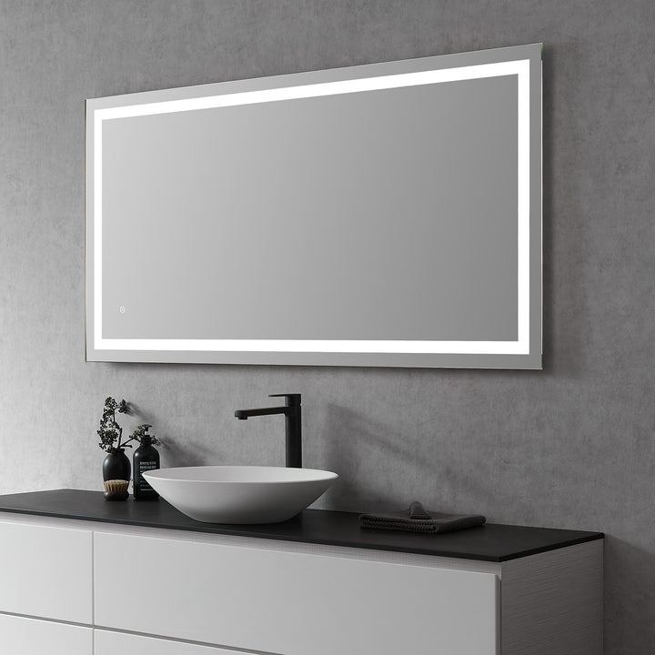 Genova Rectangle Frameless Modern Bathroom/Vanity LED Lighted Wall Mirror