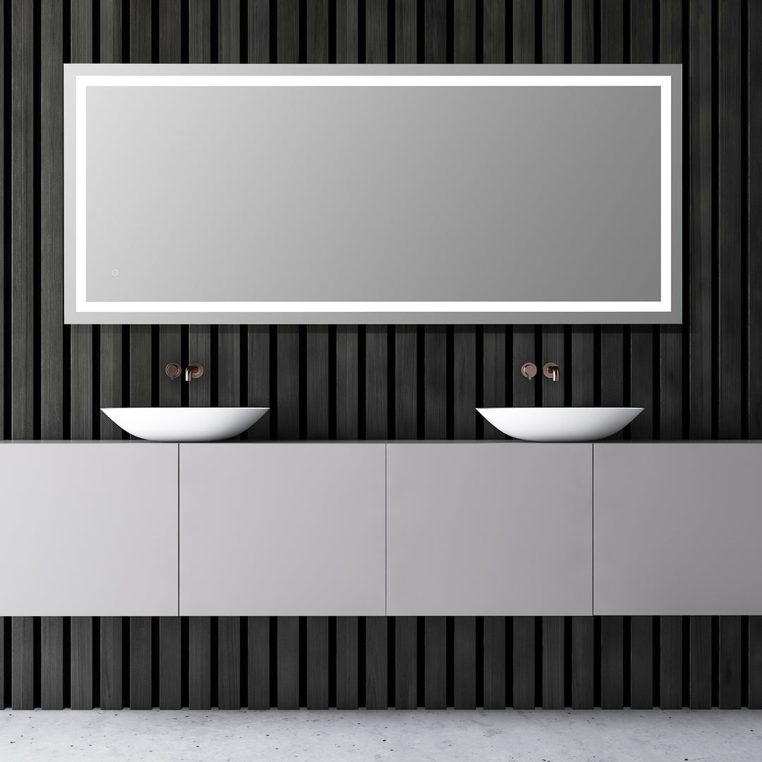 Genova Rectangle Frameless Modern Bathroom/Vanity LED Lighted Wall Mirror
