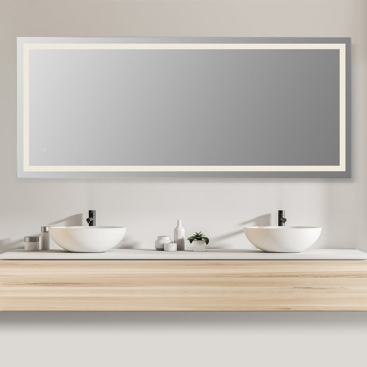 Genova Rectangle Frameless Modern Bathroom/Vanity LED Lighted Wall Mirror