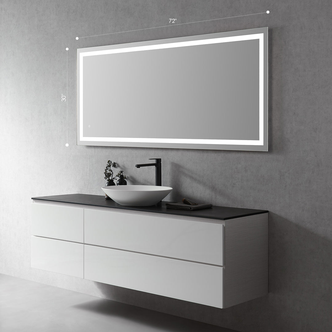 Genova Rectangle Frameless Modern Bathroom/Vanity LED Lighted Wall Mirror
