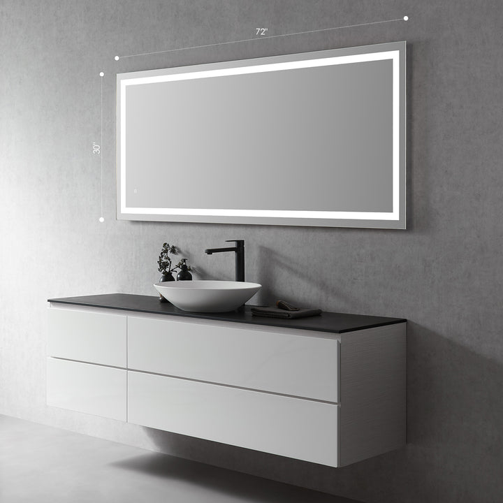 Genova Rectangle Frameless Modern Bathroom/Vanity LED Lighted Wall Mirror