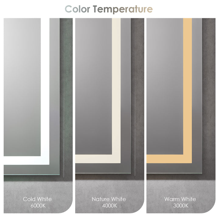 Genova Rectangle Frameless Modern Bathroom/Vanity LED Lighted Wall Mirror