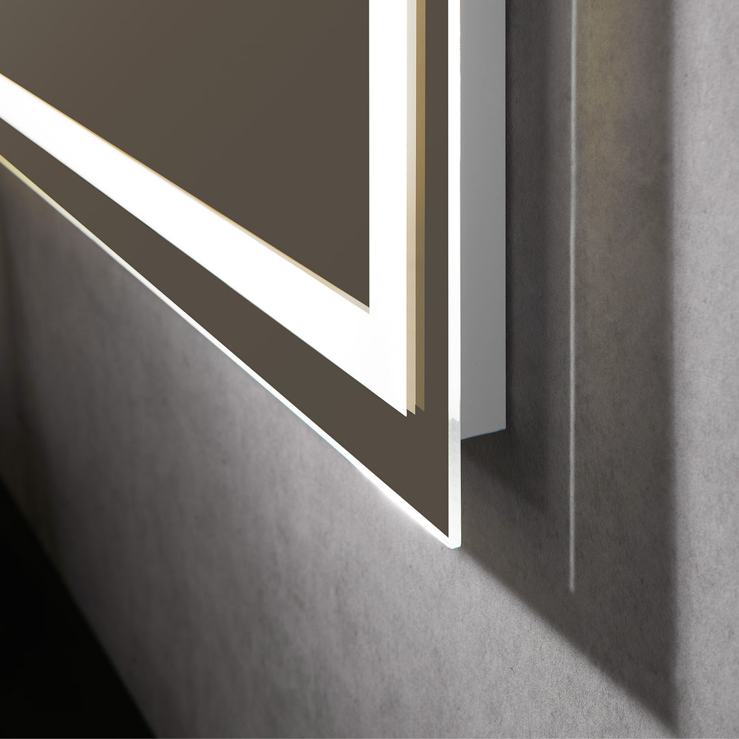 Genova Rectangle Frameless Modern Bathroom/Vanity LED Lighted Wall Mirror