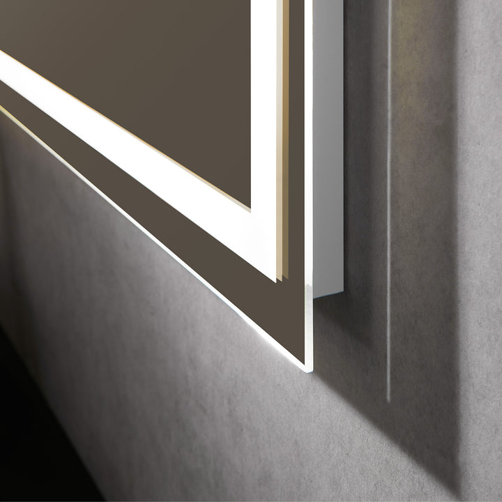 Genova Rectangle Frameless Modern Bathroom/Vanity LED Lighted Wall Mirror