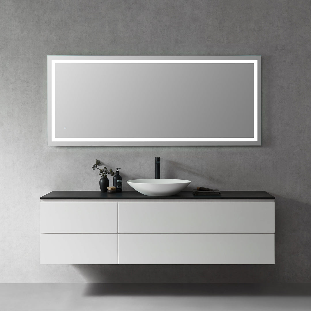 Genova Rectangle Frameless Modern Bathroom/Vanity LED Lighted Wall Mirror