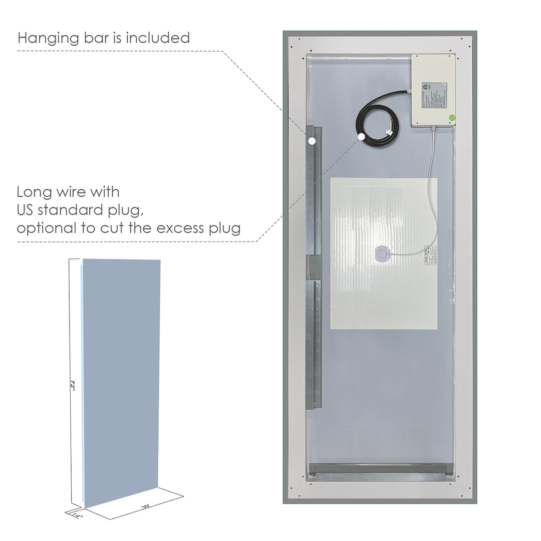 Genova Rectangle Frameless Modern Bathroom/Vanity LED Lighted Wall Mirror