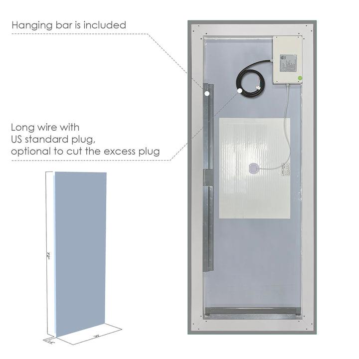 Genova Rectangle Frameless Modern Bathroom/Vanity LED Lighted Wall Mirror