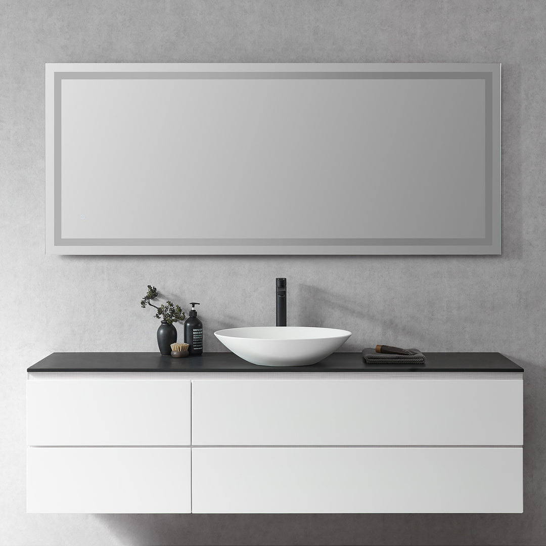 Genova Rectangle Frameless Modern Bathroom/Vanity LED Lighted Wall Mirror
