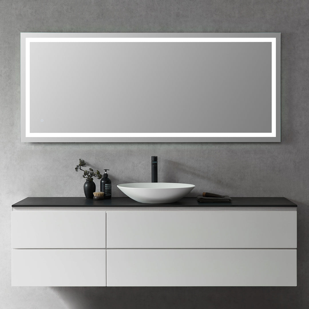 Genova Rectangle Frameless Modern Bathroom/Vanity LED Lighted Wall Mirror