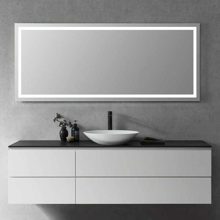 Genova Rectangle Frameless Modern Bathroom/Vanity LED Lighted Wall Mirror