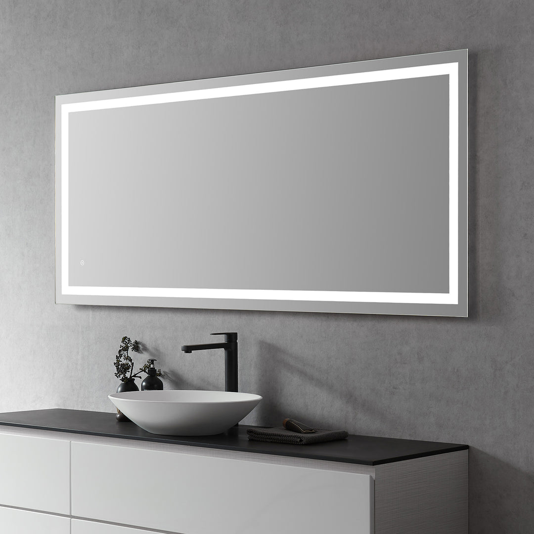 Genova Rectangle Frameless Modern Bathroom/Vanity LED Lighted Wall Mirror