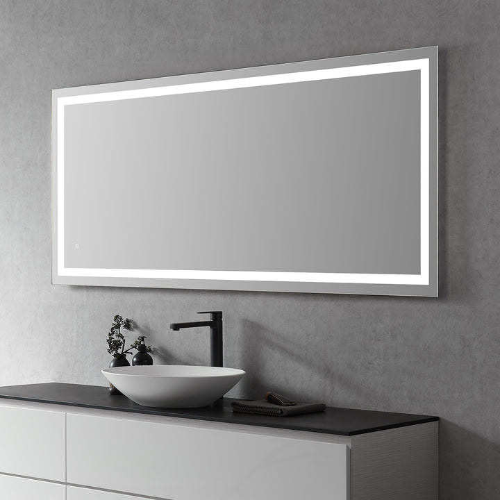 Genova Rectangle Frameless Modern Bathroom/Vanity LED Lighted Wall Mirror