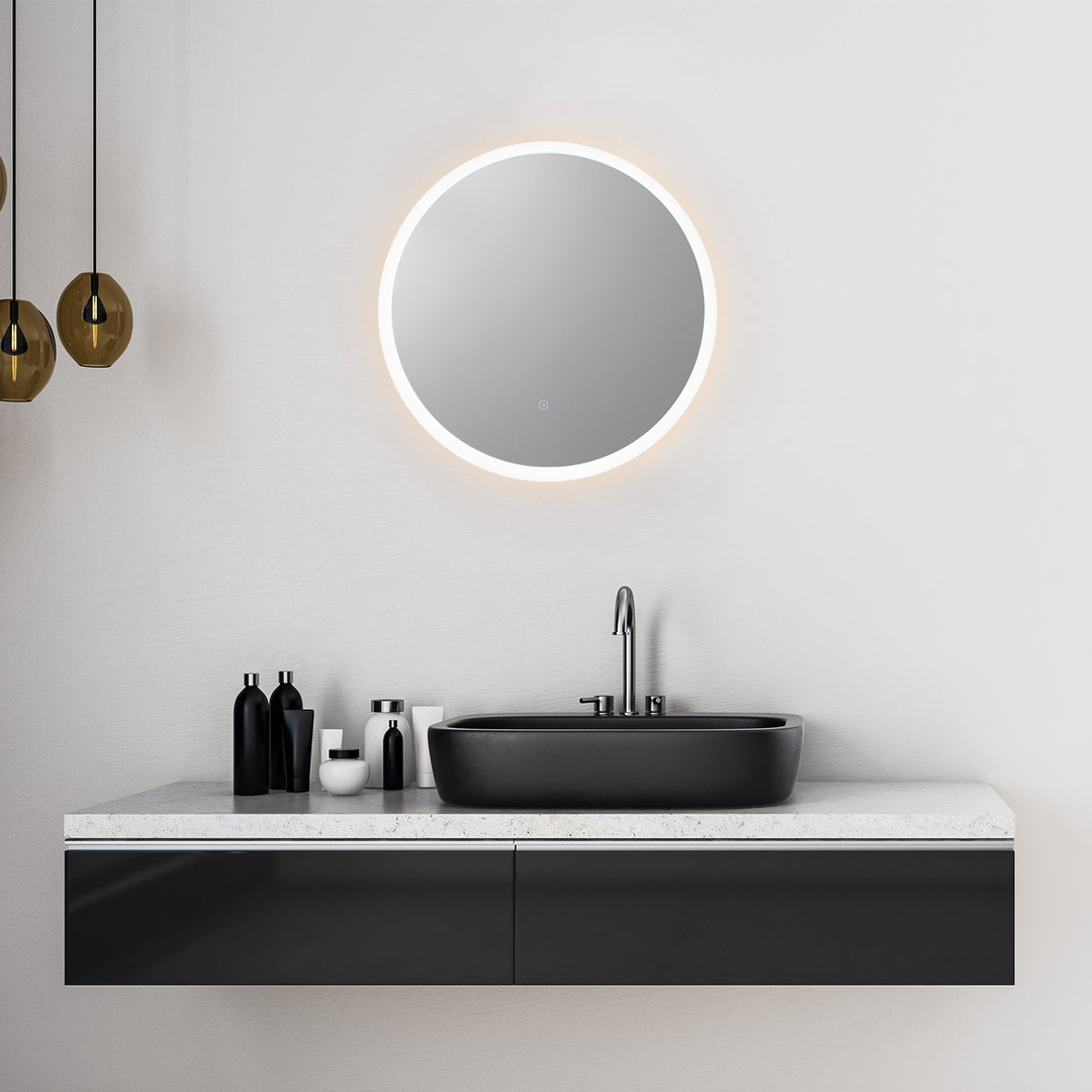 Dimora Round Frameless Modern Bathroom/Vanity LED Lighted Wall Mirror