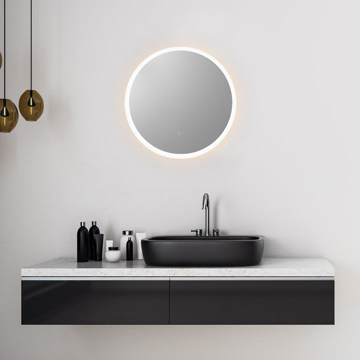 Dimora Round Frameless Modern Bathroom/Vanity LED Lighted Wall Mirror