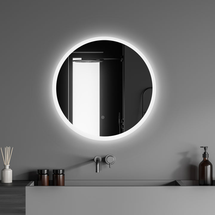 Dimora Round Frameless Modern Bathroom/Vanity LED Lighted Wall Mirror