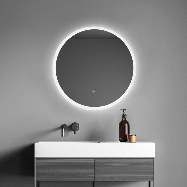Dimora Round Frameless Modern Bathroom/Vanity LED Lighted Wall Mirror